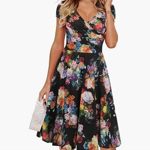 Floral printed a line dress